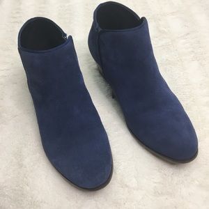 Crown Vintage Navy Blue Suede Ankle Booties